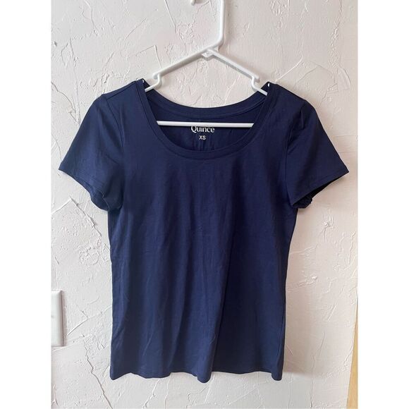 Quince Navy Vneck Tee Sz XS - Picture 1 of 4